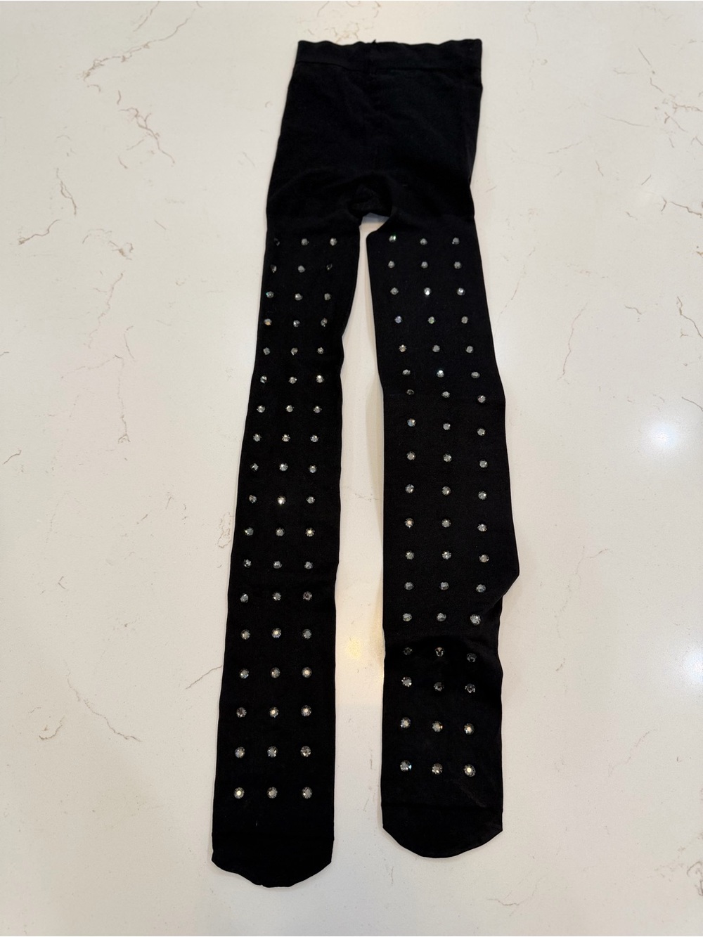 Girls' Black Rhinestone Tights